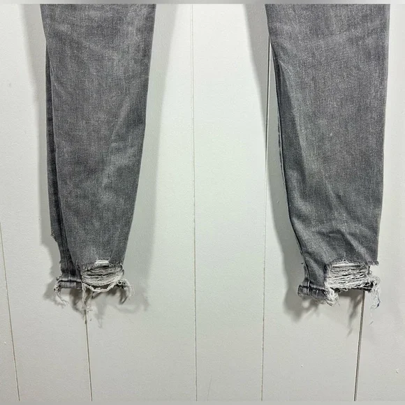 American Eagle Curvy High rise Gray Jegging Distressed Size 4 Next Level Stretch - Picture 8 of 13